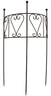 Produktbild von Staudenhalter Staudenbinder "HEART" halbrund Rankhilfe 41x20cm H72cm Metall grau-weiß meliert Stütze Stecker
