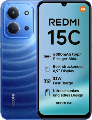 Obrázek produktu pro Xiaomi Redmi 15C, 17,5 cm (6,9"), 1660 x 720 pixelů, 4 GB, 128 GB, 50 MP, modrá