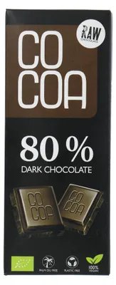 Productafbeelding van Cocoa 80% Dark Chocolate Reep (40 gr)