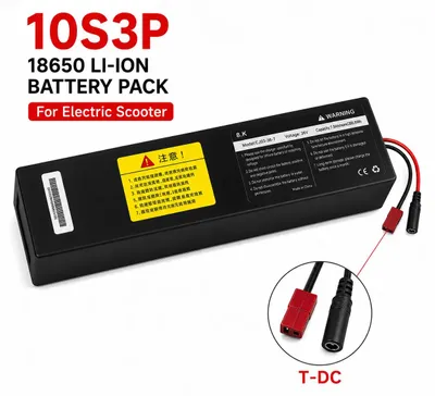 Immagine prodotto di Batteria per scooter elettrici - Batteria agli ioni di litio - 36 V - 7,8 Ah - 10S3P - BMS integrato - Connettore T-DC
