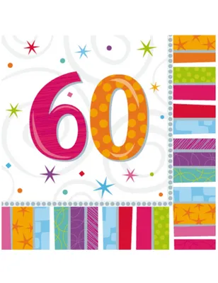 Image de Party-Servietten 60 BUNTER GEBURTSTAG 16er-Pack