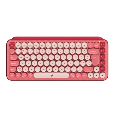 Produktbild von Logitech Pop Keys - Mini - Kabellos - RF Wireless + Bluetooth - Mechanischer Switch - QWERTY - Burgund - Pi