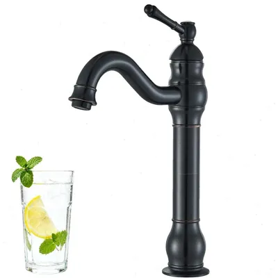 Immagine prodotto di Miscelatore monocomando per lavabo, finitura nero opaco, ottone, rotazione a 360°, montaggio a incasso