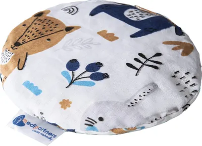 Zdjęcie produktu dla Poduszka z pestkami wiśni, poduszka termiczna, poduszka z nasionami dla niemowląt 180g okrągła 15cm Boho Animals