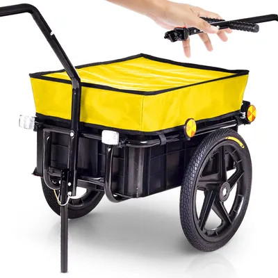 Produktbild von SAMAX Lastenanhänger / Fahrradanhänger für 60 Kg / 70 Liter mit Kupplung in Gelb