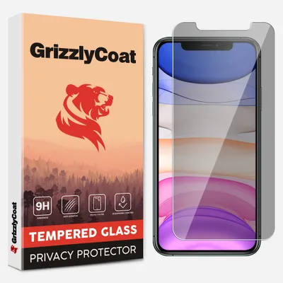 Produktbild von GrizzlyCoat Easy Fit AntiSpy iPhone XS Panzerglas Gehärtetes Glas Displayschutz Privacy - Hüllenfreundlich + Applikator