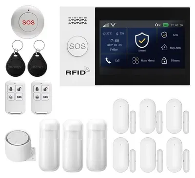 Immagine prodotto di Sistema di allarme antifurto, comunicazione wireless, compatibile con la domotica, kit D con tecnologia 2G e WiFi
