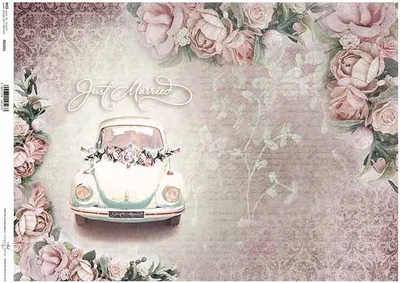Produktbild von Reispapier für Decoupage, Hochzeitsauto ITD-R385L - A3