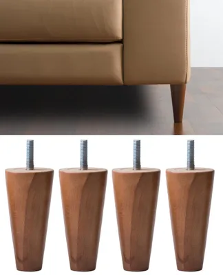 Möbelfüße aus Holz, Walnuss, 4er-Set, 140 mm