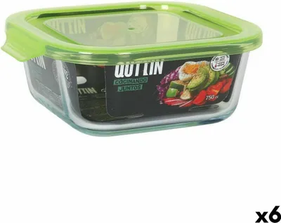 Obrázok produktu pre Štvorcový obedový box s vekom Quttin zelený 750 ml (6 kusov)