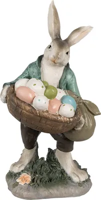 Zdjęcie produktu dla Clayre & Eef figurka królik 32 cm brązowy zielony polyresin