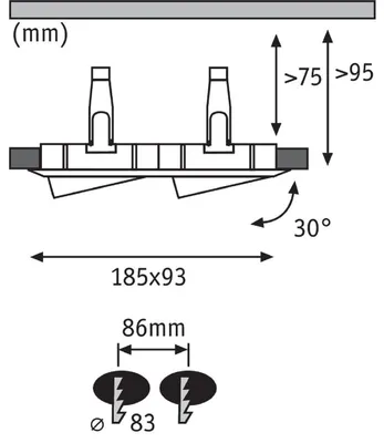 Produktbild von Paulmann 929.02, Einbaustrahler, GU10, 2 Glühbirne(n), LED, 460 lm, Chrom, Weiß