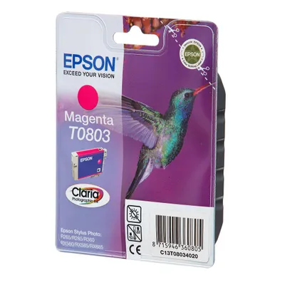 Zdjęcie produktu dla Epson Hummingbird Singlepack Magenta T0803 Claria Photographic Ink, Purpurowy, Tusz na bazie pigmentu, 1 szt.