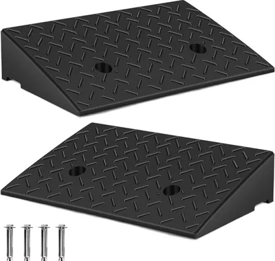 Produktbild von Bettizia 2x Bordsteinrampe Gummi Auffahrrampen Schwellenrampe Tragbar Rollstuhlrampe 49x30x11cm Rutschfest für Rollator Rollstuhl