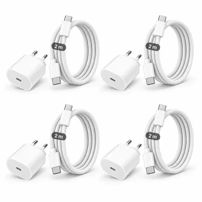 Produktbild von 4x iPhone USB-C Ladegerät 20W Schnellladegerät mit USB-C Kabel – USB-C zu USB-C Ladeset für iPhone 17 16 15 Pro Max Air Plus