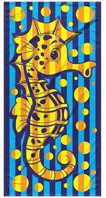 Immagine prodotto di Asciugamano da spiaggia in tessuto jacquard con motivo a cavalluccio marino