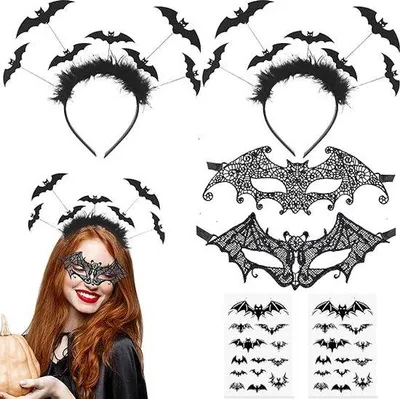Produktbild von Vampir-Haarschmuck-Set mit Ohren und Tattoos für Halloween