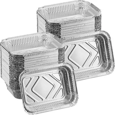 Produktbild von Famanu Aluminium-Bakschalen BBQ - Set von 100 - 18,5 x 13 cm - Silber