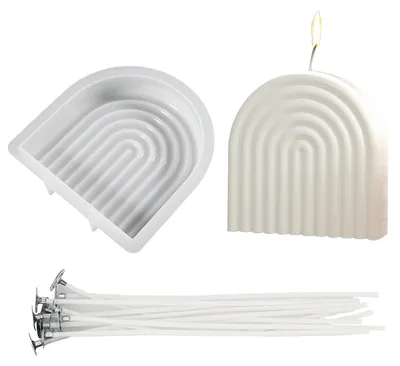 Produktbild von Silikonform für selbstgemachte Kerzen, gebogene Kerzenformen mit Baumwolldochten für Kerzen, Wachs und Seife.