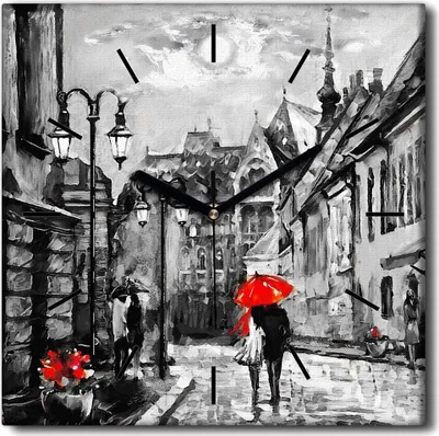 Produktbild von Coloray Uhr auf Leinwand 30x30 cm Wand Uhr Dekoration Wohnzimmer Segeltuch schwarze Hände -Landschaft von Ungarn Europa