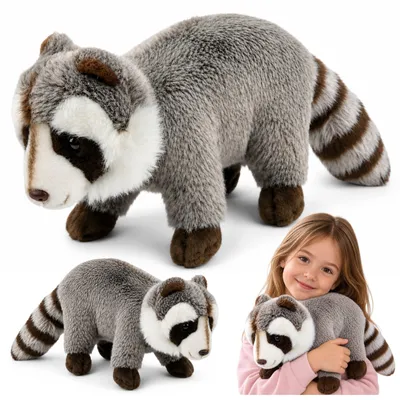 Produktbild von Plüschwaschbär-Maskottchen, Kuscheltier, realistisch, grau, 45 cm