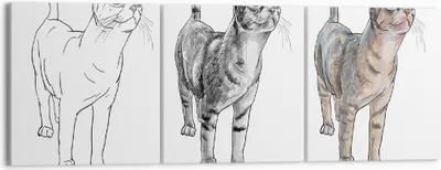 Produktbild von Bild auf Leinwand - Leinwandbild - Katzen Tiere Kinder Illustration - 150x50cm - Wand Bild - Wanddeko - Leinwanddruck - Bilder - Kunstdruck - Leinwand bilder - Wandkunst - CA150x50-3211