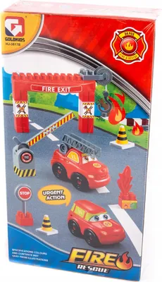 Produktbild von Feuerwehr Bausteine Set für Kinder - 34 Teile Konstruktionsspielzeug Feuerwehrauto