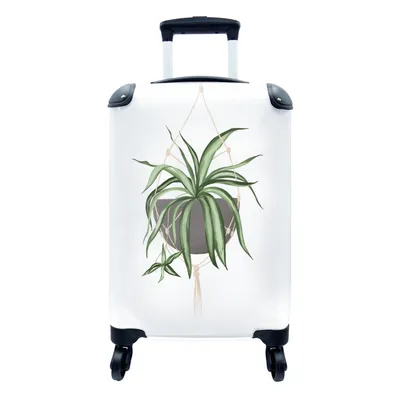 Produktbild von MuchoWow® Koffer Handgepäck Trolley Rollkoffer Kleine Reisekoffer mit 4 Rollen - Pflanzen - Hängepflanze - Weiß - Cabin Size < 55x40x23 cm & 55x40x20 cm - Fotokoffer - Kabinenkoffer - Boardgepäck - Reise-Box - Reisekoffer - Reisegepäck - Koffer mit Bild - Trolley für Kinder