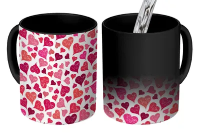 Obrázok produktu pre MuchoWow® Magický pohár Valentínsky darček pre neho - Láska - Srdce 350 ml Pohár na zmenu farby Darček Nápad na darček - Foto hrnček