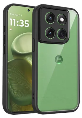 Obrázek produktu pro Pouzdro pro Motorola Edge 60 Pro průhledný zadní kryt s TPU rámečkem, odolné proti nárazům Černý
