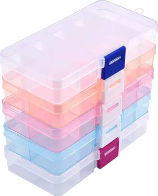 Produktbild von Organizer-Box, 5 Stück, Kunststoff-Aufbewahrungsbox, Schmuckbox mit verstellbaren Trennwänden, Aufbewahrungsbehälter für Schmuck, Ringe, Ohrringe, Kunst-Zubehör