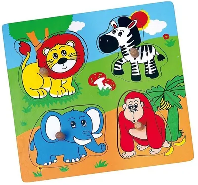 Obrázok produktu pre Drevené puzzle Zoo zvieratá Puzzle prekvapenie Viga Toys