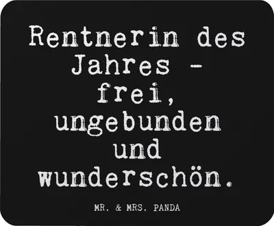 Produktbild von Mr. & Mrs. Panda Mauspad Rentnerin des Jahres -... - Schwarz - Geschenk, Mouse Pad, Pensionierung, Glizer Spruch Sprüche Weisheiten Zitate Lustig Weisheit Worte, pc