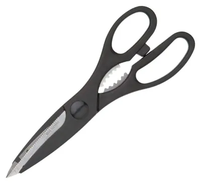 Küchenschere mit Flaschenöffner, 21 cm, rostfreier Stahl, schwarz