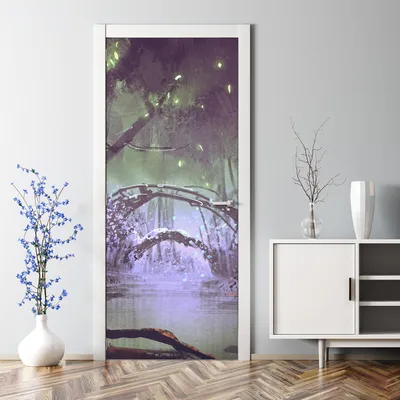 Produktbild von Dekorative Tür dekoration selbstklebend Türaufkleber Türtapete Dunkler Fantasiewald 85 x 200 cm