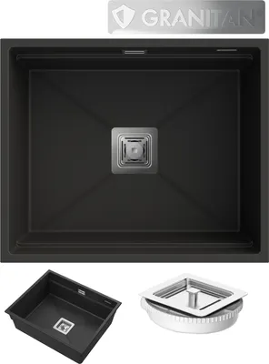 Zdjęcie produktu dla Granitan | Zlewozmywak granitowy EPIR 60 - Podblatowy - Chrom - Nowoczesny design - Jednokomorowy