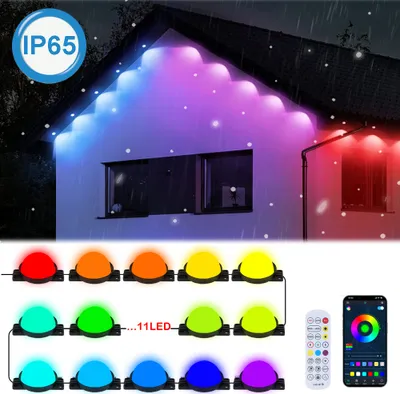 Obrázek produktu pro RGB LED světelný řetěz venkovní vnitřní IP65 chytrý voděodolný, 10 m 25 LED vánoční osvětlení dálkové ovládání APP dekorace okap zahrada dvorek