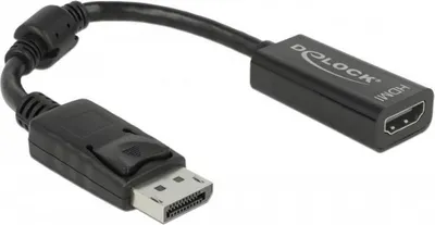 Produktbild von DeLOCK 61849, 0,125 m, DisplayPort, HDMI Typ A (Standard), Männlich, Weiblich, Schwarz