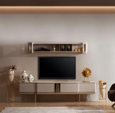Produktbild von Modernes Wohnzimmer Lowboard Designer Regale 2tlg Holz Möbel Set Neu