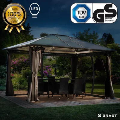 Produktbild von Alu-Pavillon SUMMERDREAM 3x4m grau inkl. LEDs