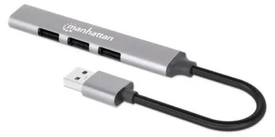 Imagen del producto de Manhattan 168427 MANHATTAN 4Port USB-A Hub 3x480Mbit/s 1xGbit/s USB-A Stecker