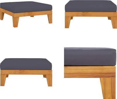 Produktbild von vidaXL Modular Fußhocker mit Dunkelgrauem Kissen Akazie Massivholz - Fußhocker - Holz-Fußhocker - Fußstütze - Fußstützen