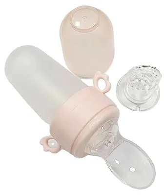 Image de Biberon avec cuillère intégrée pour nourrissons, en silicone, capacité de 220 ml, couleur rose
