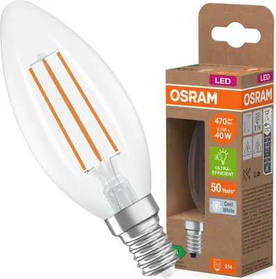 Zdjęcie produktu dla Żarówka LED B35 Świeczka E14 2.2W = 40W 470lm 4000K Neutralna 320° 214lm/W CLASSIC ENERGY EFFICIENCY Osram