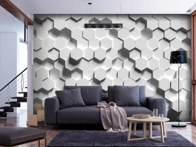 Produktbild von Vlies Fototapete Abstrakt 400x280 cm Tapeten Wandtapete XXL Optische 3d weiß geometrisch f-A-0846-a-a