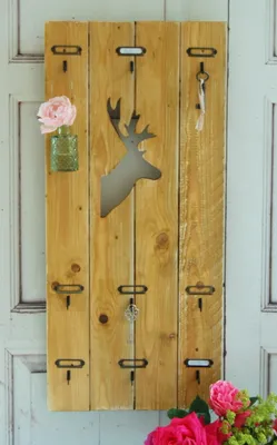 Produktbild von Großes Landhaus Schlüsselbrett Hirsch im Shabby chic, Handgefertigt