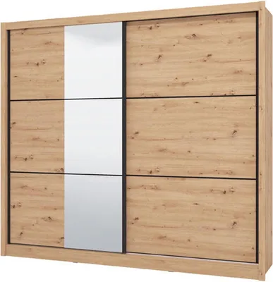 Immagine prodotto di Dmora Guardaroba 2 Ante Sergnano 242x216h cm Marrone Rovere Nodi, Appendiabiti 9 Ripiani
