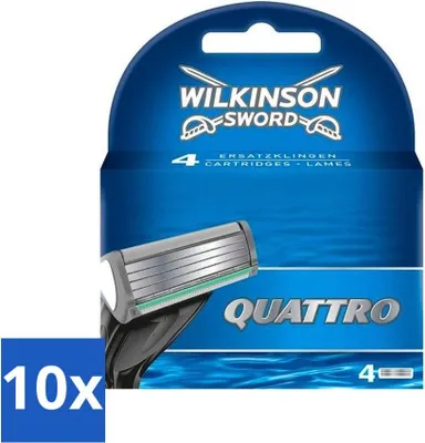 Produktbild von Wilkinson – Quattro Blade-Nachfüllpackungen – Mit Präzisionstrimmer – 4 Klingen - Vorteilspack - 10 Stücke