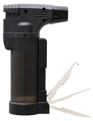 Produktbild von Atomic Elektronik Feuerzeug, Blaue Jetflamme, schwarz mit Bongtools