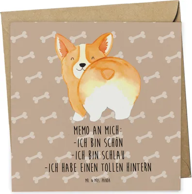 Produktbild von Mr. & Mrs. Panda Glückwunschkarte Corgi Po - Hundeglück - Geschenk, Klappkarte, Hund, Spruch, Grußkarte, faltkarte, anlasskarte, Positiv, doppelkarte, Corgie